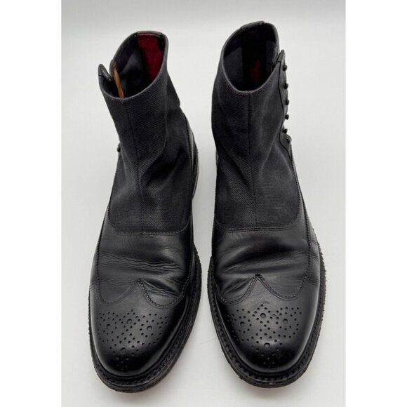 Vintage Cole Rood & Haan Co Black Leather Brogue Boots Studded Closure Men's 9.5 - Picture 2 of 13